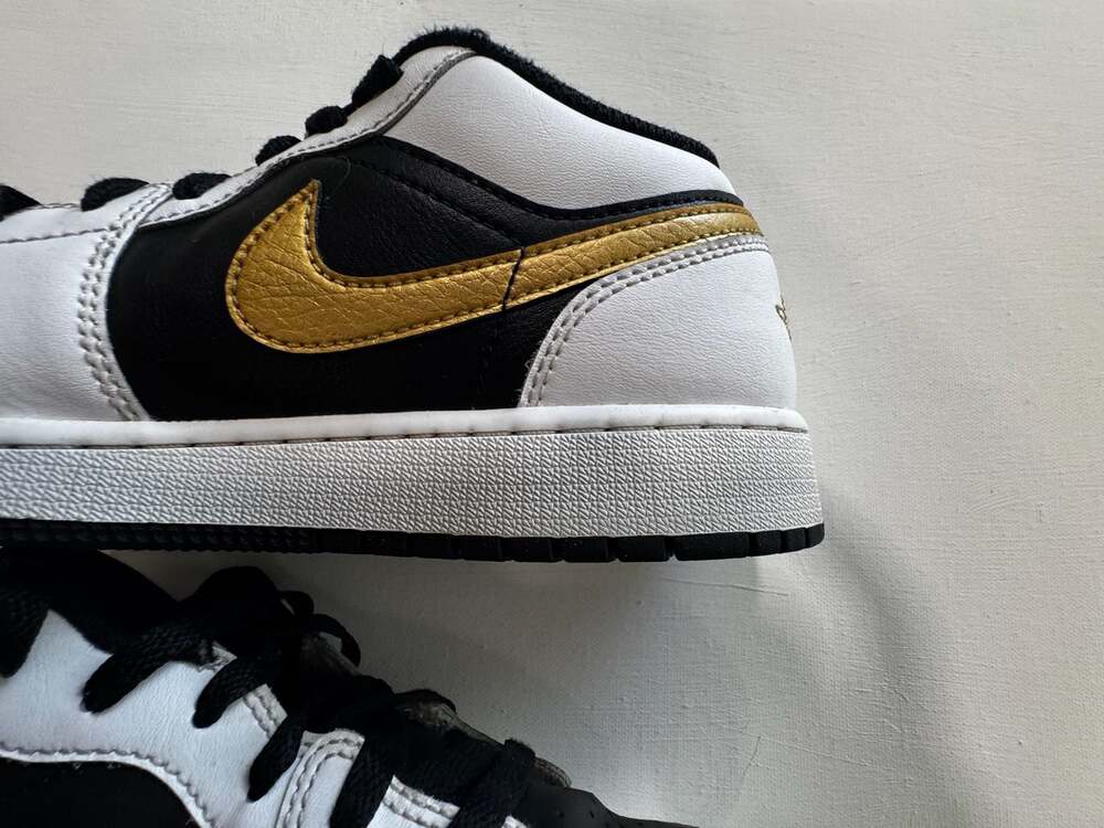 Air Jordan 1 Low 'White Metallic Gold-Black' Sneakers - Picture 6 of 13